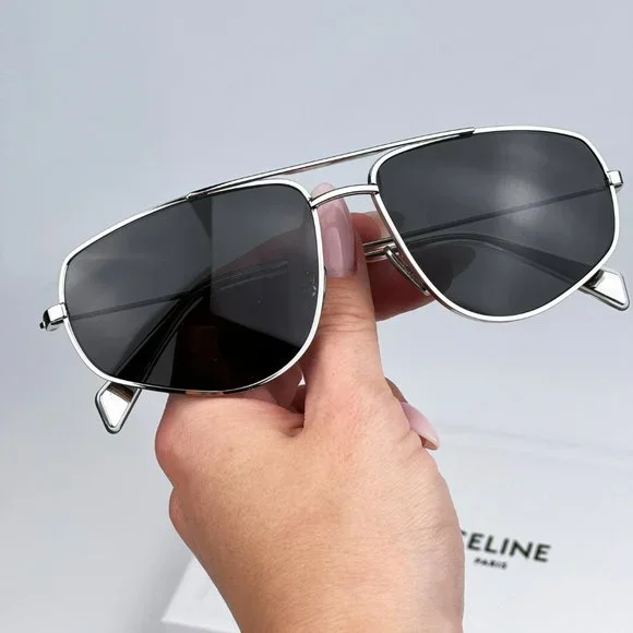 Celine CL40083U 16A Sunglasses Palladium Smoke Pilot Unisex CL 40083U - Picture 2 of 14